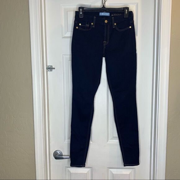 7 for all Mankind The Skinny Dark Denim Color Size 27 - Picture 2 of 11